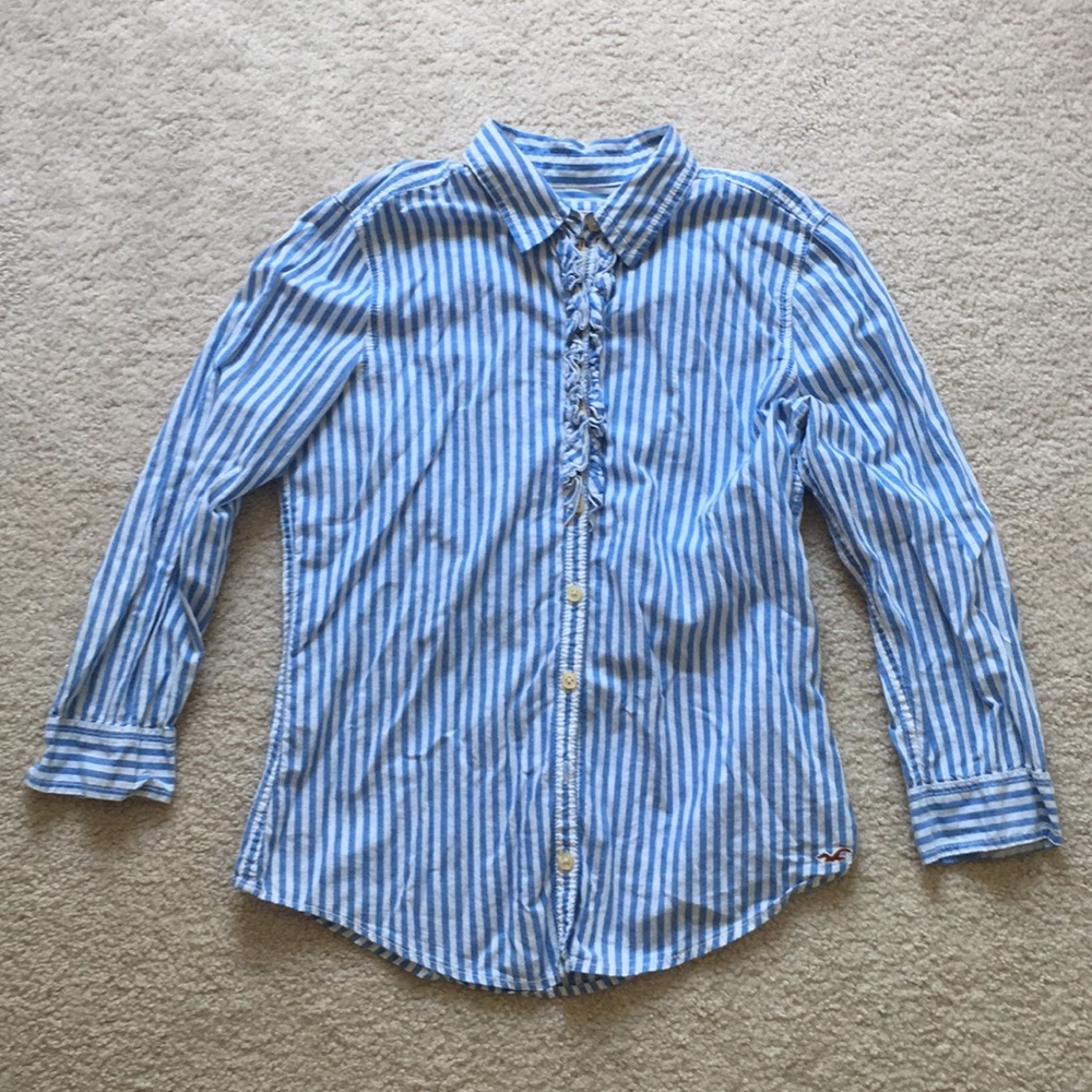 Hollister striped collared button down shirt